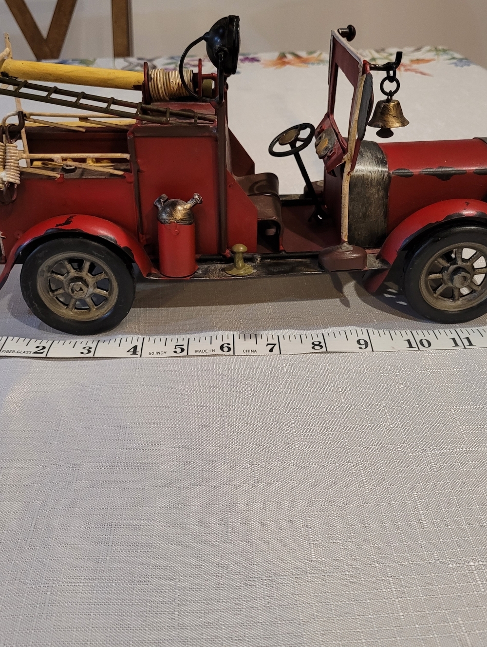 Red Fire Truck Retro Style Metal Handcrafted - Picture 10 of 13
